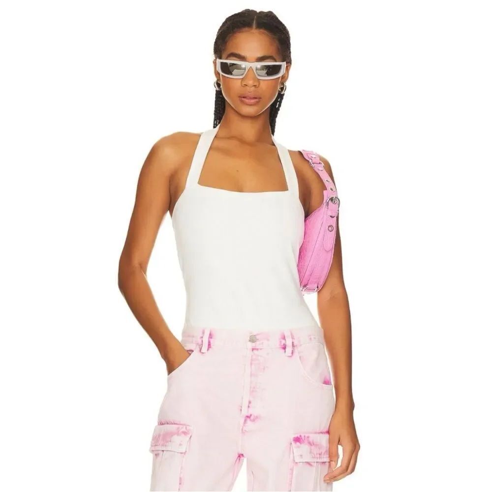 Superdown Reece Halter Bodysuit in White Size S ~ NWT